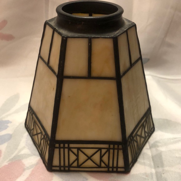 Ceiling Light Six-Sided Slag Stained Glass  Shade 5”x5.5” - Picture 1 of 5